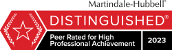 2018-2021 Distinguished Peer Rating for High Professional Achievement.